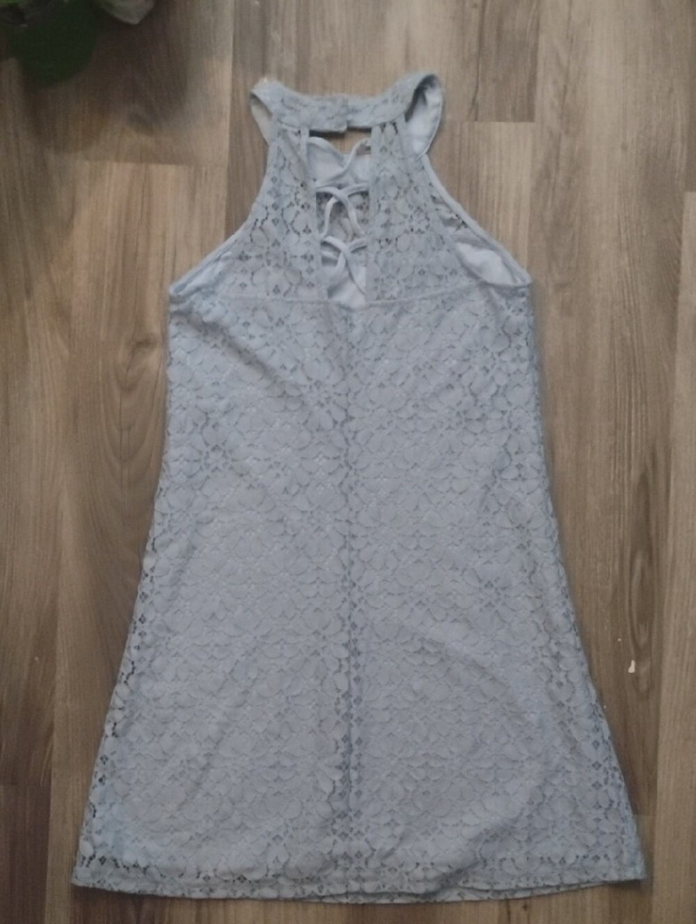 Candie's Light Blue Lace Halter Mini Dress - Picture 3 of 3